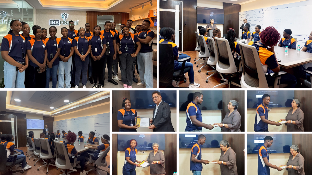 Zimbabwean students from Acharya Institute of Graduate Studies during their industry exposure visit to IBSFINtech Academy